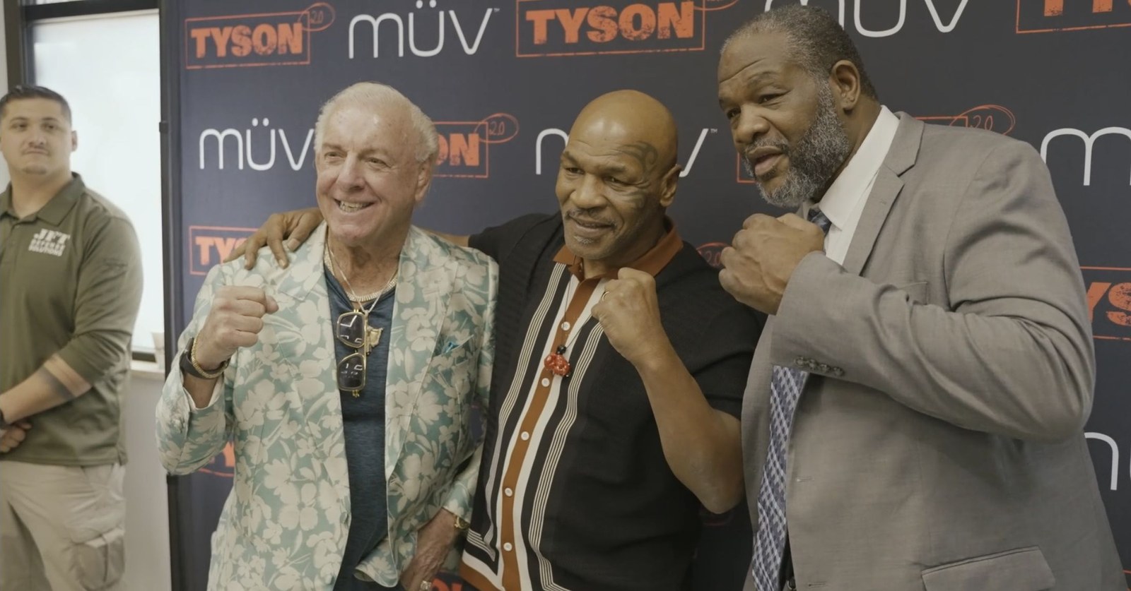 Mike Tyson posing at the Tyson 2.0 Florida tour event